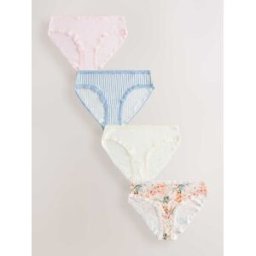 Next Lot de 4 culottes en coton et dentelle bleu FR 54 (EU 52)