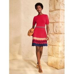 Love & Roses Love & Roses Short Sleeve Chevron Striped Knitted Mini Dress rouge FR 50 (EU 48)