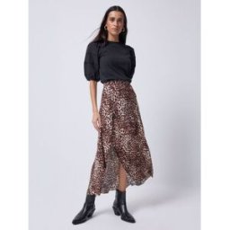 SCAMP & DUDE SCAMP & DUDE Leopard Ray Split Front Skirt naturel FR 50 (EU 48)