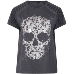 Yours Curve Yours Curve Placement Laser Cut T-Shirt Gris FR 56-58 (EU 54-56)