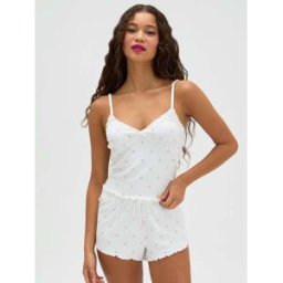 Boux Avenue Boux Avenue Daisy Ribbed Short Pyjama Set pâle FR 38 (EU 36)