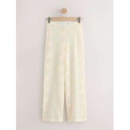 Next Pantalons amples en maille fleuri crème FR 46 Regular (EU 44 R)