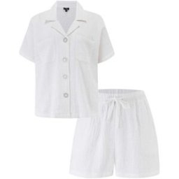 Pour Moi Pour Moi Cotton Cheesecloth Revere Collar Shirt and Short Pyjamas Set pâle FR 46 (EU 44)