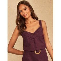 Love & Roses Love & Roses Cotton / Linen Lace Insert Trim Cami violet FR 46 (EU 44)