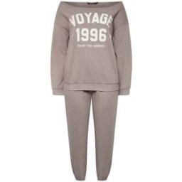 Yours Curve Yours Curve Slouch Sweatshirt & Jogger Set Brun FR 50 (EU 48)