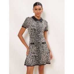 Lipsy Lipsy Contrast Collar Knitted Mini Dress Noir FR 46 (EU 44)