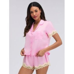 Boux Avenue Boux Avenue Amelia Matte Satin Short Pyjamas Set Rose FR 40 (EU 38)