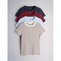 The Set The Set 4 Ensemble T-shirts à manches courtes boutonnés côtelés rouge M (FR 42-44)