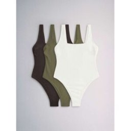 The Set The Set 3 Maillots de bain à col carré Brun M (FR 42-44)