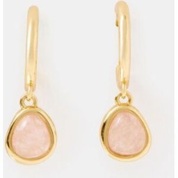 Accessorize Accessorize 14ct Rose Quartz Drop Hoop Earrings doré Un an