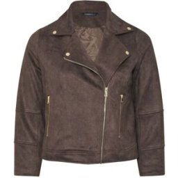 Evans Evans Suedette Bomber Jacket Brun FR 52-54 (EU 50-52)