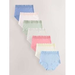 Next Lot de 7 culottes en coton et dentelle bleu FR 40 (EU 38)