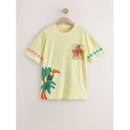 Next T-shirt de plage imprimé graphique jaune FR 40 (EU 38)