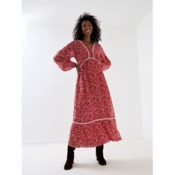 Jojo Maman Bébé Jojo Maman Bébé Long Sleeve Midi Maternity Dress orange FR 46 (EU 44)