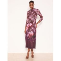 Lipsy Robe mi-longue Lipsy à carreaux fleuris et naud sur le côté en maille. rouge FR 42 (EU 40)