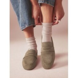 B by Ted Baker B by Ted Baker Leather Round Toe Whipstitch Detail Soft Back Loafers Brun EU 42 (UK 8)