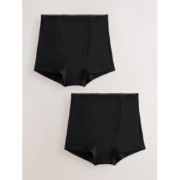 Next Culottes menstruelles en coton à flux moyen 2 Paquet Noir FR 40 (EU 38)