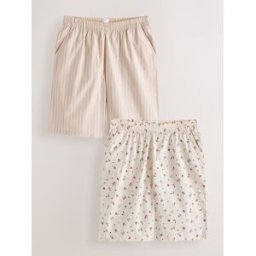 Next Short bermuda long en coton 2 Pack crème FR 54 (EU 52)