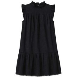 Ro & Zo Ro & Zo Cheesecloth Frill Neck Mini Dress Noir FR 42 (EU 40)