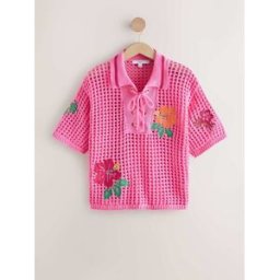 Next Polo en maille de coton à lacets Rose S Regular (FR 38-40)