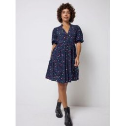 SCAMP & DUDE SCAMP & DUDE Zip Front Tiered Snow Leopard Dress bleu FR 46 (EU 44)