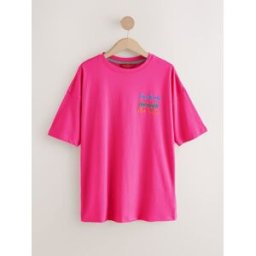 Next T-shirt à manches courtes à motif léopard pailleté pour Noël Rose L Regular (FR 46-48)