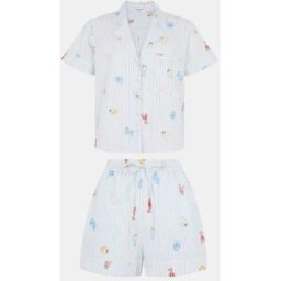 Accessorize Accessorize Embroidered Stripe Short Pyjamas Set bleu M (FR 42-44)