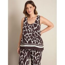Live Unlimited Live Unlimited Animal Print Scoop Neck Vest Imprimé animal FR 54 (EU 52)