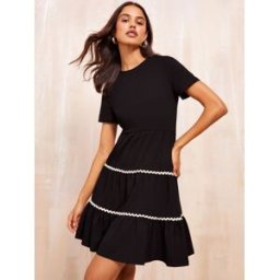 Friends Like These Friends Like These Robe mini Manches courtes Ric Rack Noir FR 44 (EU 42)