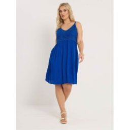 Yours Curve Yours Curve Crochet Crinkle Mini Dress bleu FR 52-54 (EU 50-52)