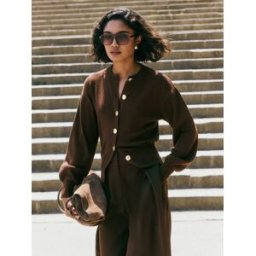 Friends Like These Cardigan Friends Like These à manches ballon Brun FR 36 (EU 34)