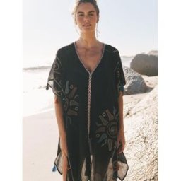 Monsoon Monsoon Pelia Embroidered Tassel Mini Kaftan Noir L (FR 46-48)
