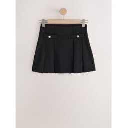 Next Ponte Pleated Mini Skirt with Gold Button Detailing Noir FR 42 Short (EU 40 S)