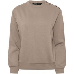 M & Co M & Co Petite Button Detail Sweat Top Brun FR 42 Petite (EU 40 P)