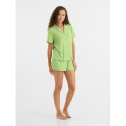 Urban Threads Urban Threads Urban Threads Green Rib Button Up Short Pyjamas Set vert FR 38 (EU 36)
