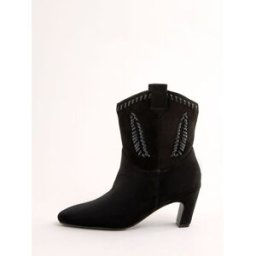 Love & Roses Love & Roses Faux Suede Pull On Western Low Heel Smart Ankle Boots Noir EU 37 (UK 4)