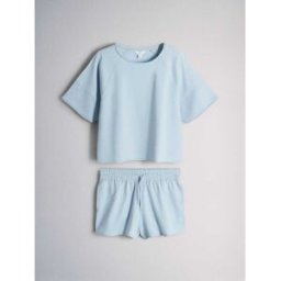 The Set Ensemble 2 T-shirt raglan et short de survêtement coordonnés bleu XL (FR 50-52)