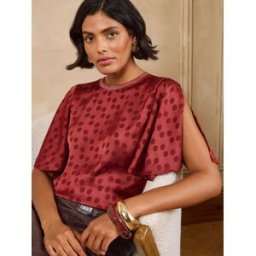 Love & Roses Love & Roses Jacquard Spot Satin Top Brun FR 48 (EU 46)