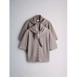 The Set The Set 2 Pack Soft Knit Short Sleeve Cardigan With Scarf Brun L (FR 46-48)