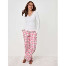 Threadbare Threadbare Cotton Long Sleeve Pyjamas Set Rose FR 38 (EU 36)