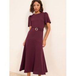 Friends Like These Friends Like These Robe midi de travail à manches courtes et ceinture rouge FR 52 (EU 50)