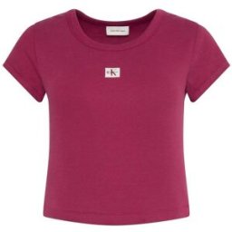 Klein Calvin Klein Woven Monologo Rib Baby T-Shirt rouge S (FR 38-40)