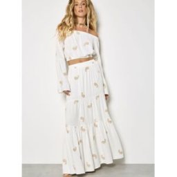 Apricot Apricot Paisley Embroidered Tiered Maxi Skirt crème FR 42 (EU 40)