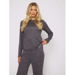 Loungeable Loungeable Super Soft Marl Brushed Rib Long Pyjamas Set Gris XS (FR 34-36)