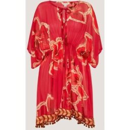 Monsoon Monsoon Yasmin Floral Print Mini Kaftan rouge Un an