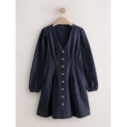Next Robe mini Denim à taille cintrée bleu FR 50 Tall (EU 48 T)