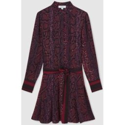 Reiss Reiss Aurora Snake-Print Belted Mini Dress rouge FR 34 (EU 32)
