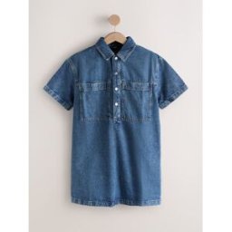 Next Robe mini en Denim utilitaire à Manches courtes bleu XS Petite (FR 36)