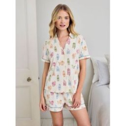 Chelsea Peers Chelsea Peers Rainbow Cockapoo Print Short Pyjamas Set pâle FR 40 (EU 38)