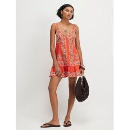 River Island River Island Sleeveless Cutwork Beaded Mini Dress orange L (FR 46-48)